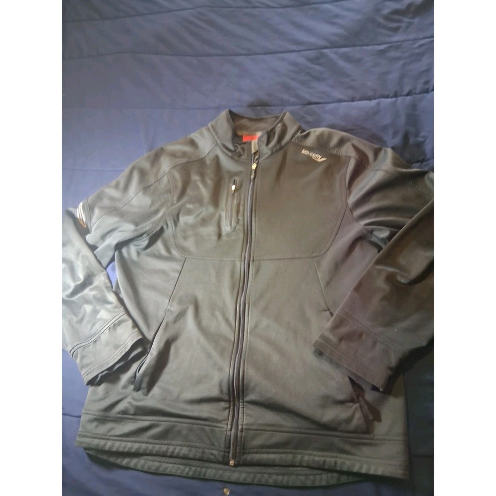 Saucony Men's Warm Up Jacket Black Mesh Lined Size XL‎ Casual